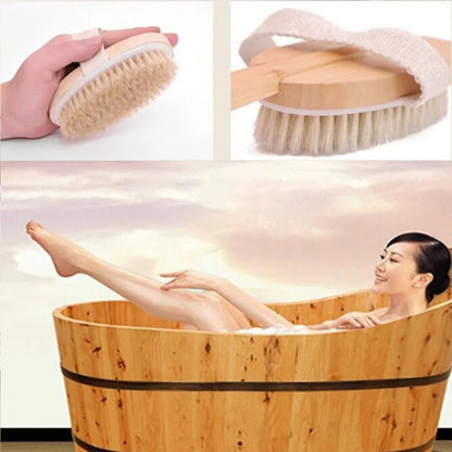 Natural Long Bath Wooden Brush