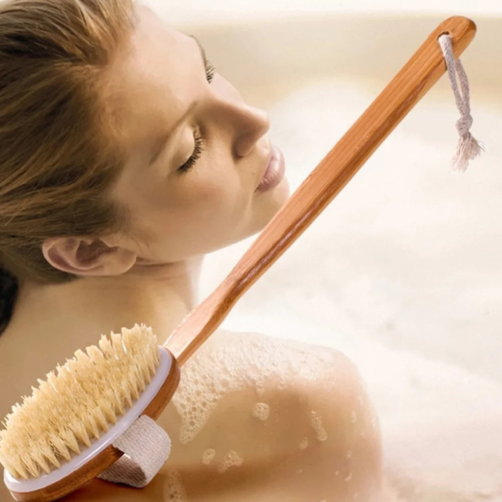 Natural Long Bath Wooden Brush